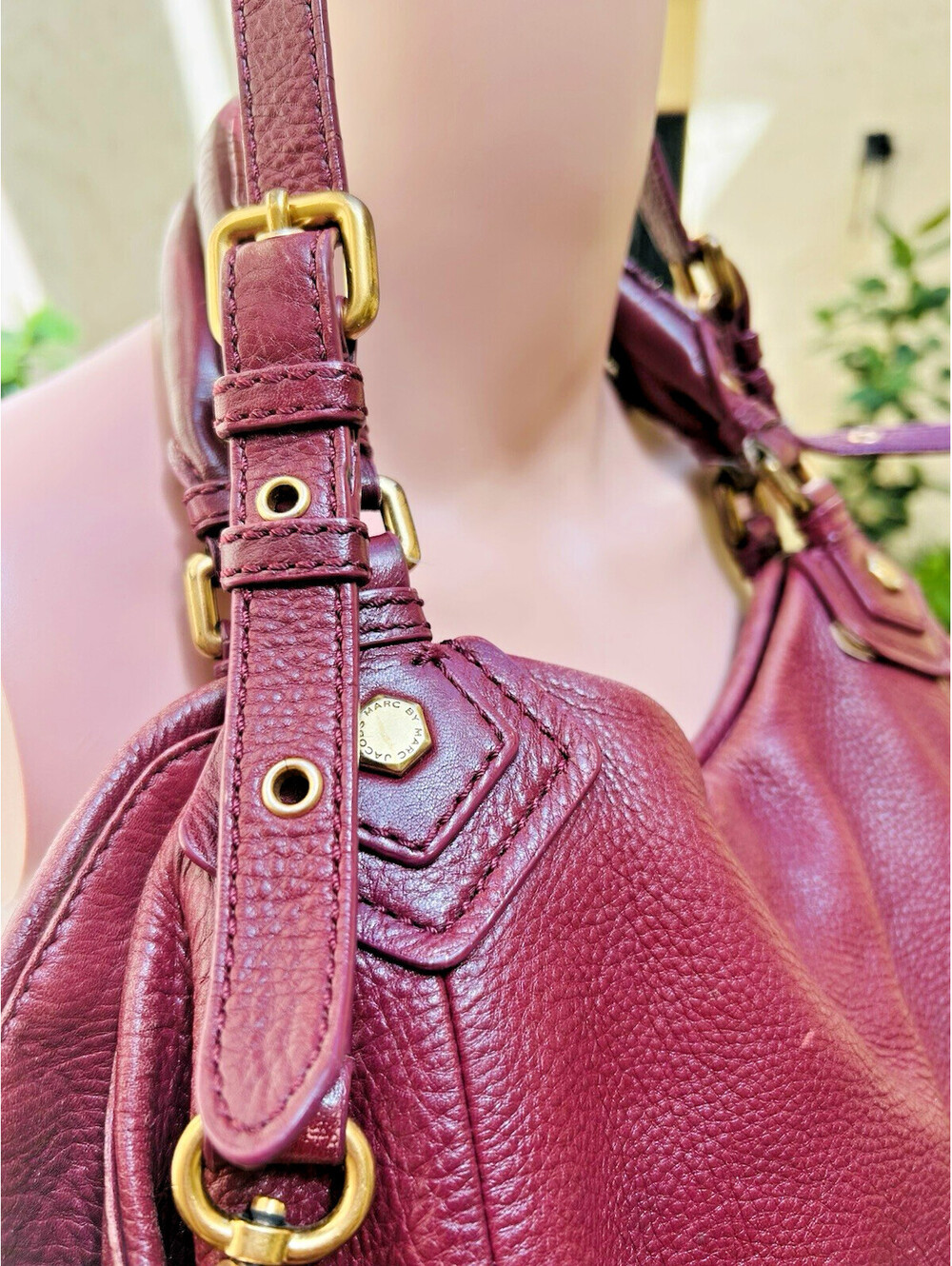 Vtg MARC by MARC JACOBS Classic Q Francesca Pebbled Leather Designer Lux Bag Y2K - Picture 11 of 15